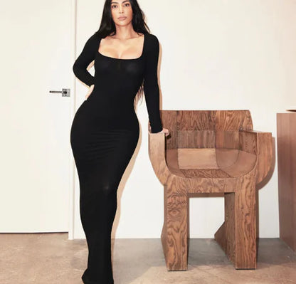 Maternity Dress with Belt and Round Neck for Nursing
