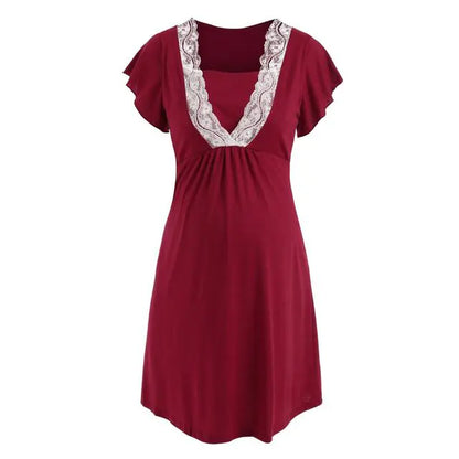 Lace Maternity Nursing and Hospital Pajamas Set