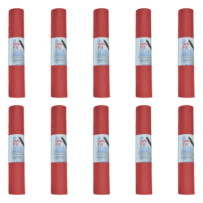 Hello Fit 10-Pack Yoga Mat 68" x 24" Non Slip Exercise Mat 4.5mm Thick Gym Mat for Fitness and Stretching Bulk Non Toxic Yoga Mats for Schools and Studios Red