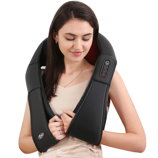 Careboda Shiatsu Neck and Back Massager with Soothing Heat Electric Shoulder Massage 8 Nodes Deep Tissue 3D Kneading Massages for Pain Relief Best Christmas Gifts for Man Woman Friends Parents