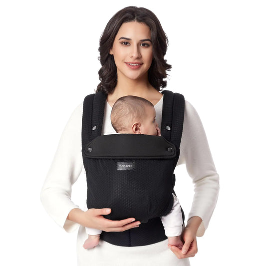 Momcozy Breathable Mesh Baby Carrier Ergonomic and Lightweight Infant Carrier for 7-44lbs with Enhanced Lumbar Support All Day Comfort for Hands-Free Parenting Air Mesh-Black