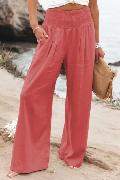 Women's Pants Casual Wide Leg Cotton Linen Loose Trousers
