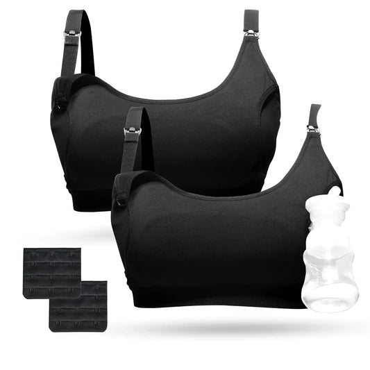 Pumping Bra Momcozy Hands Free Pumping Bras for Women 2 Pack Supportive Comfortable All Day Wear Pumping and Nursing Bra in One Holding Breast Pump for Spectra S2 Bellababy Medela etc(Medium)
