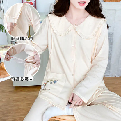 Maternity Cotton Pajamas Set for Nursing and Relaxation