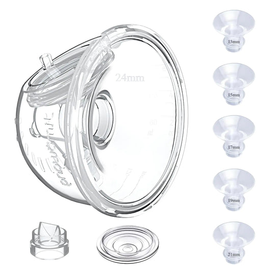 Full Set Milk Collector Cup Compatible with Only Momcozy S12 Pro/S9 Pro Wearable Breast PumpDuckbill Valve Updated with Free RotationExtra 5pcs Flange InsertsNOT for S9/S12Replacement Parts24mm