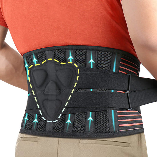 Hameio Back Brace For Lower Back Pain-Lumbar Support For Heavy Lifting Men Women-Breathable Waist Support Relief SciaticaHerniated DiscXXL