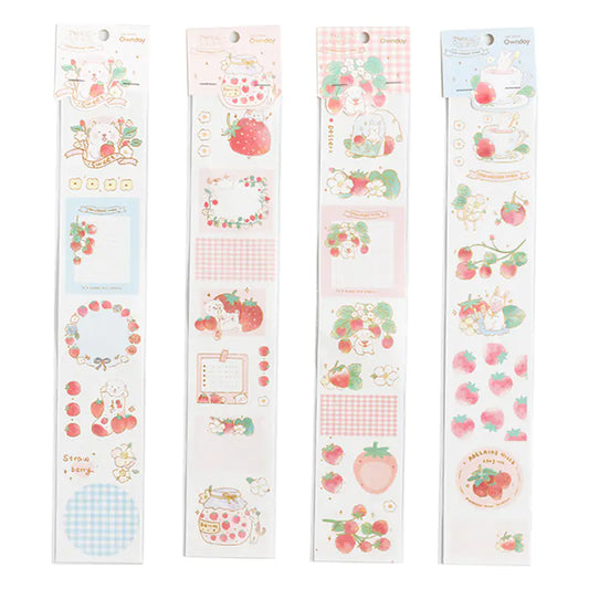 Cute Korean Strawberry Sticker for DIY Journals