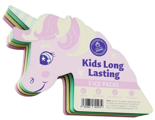 Slim Ice Packs for Lunch Boxes Kids - 3-Pack Long-Lasting Unicorn Lunch Box Ice Packs for Kids - Slim Reusable Ice Packs for Lunch Boxes Lunch Bags and Coolers - Multicolored (Unicorn)