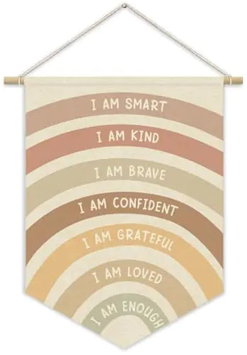 Nursery Decor Positive Affirmation Wall Art Canvas Banner Hanging Pennant Flag Canvas Banner 15x11in