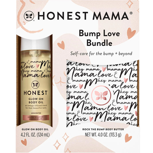 The Honest Company Honest Mama Body + Belly Bump Love Bundle | Moisturizing Plant-Based Oil + Stretch Mark Butter Cream