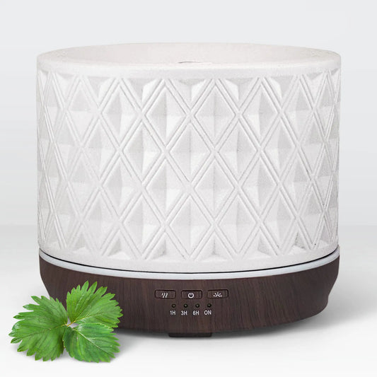 Earnest Living Essential Oil Diffusers for Essential Oils Large Room Diffuser White Ceramic Diffuser 500ml Aromatherapy Diffuser with 4 Timers 7 Night Lights and Auto Off Function for Home Gift