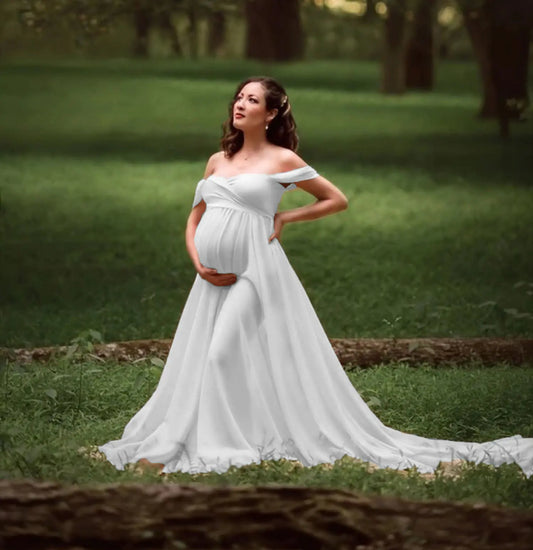 Fluttering Tail Sleeve Long Dress for Pregnant Women