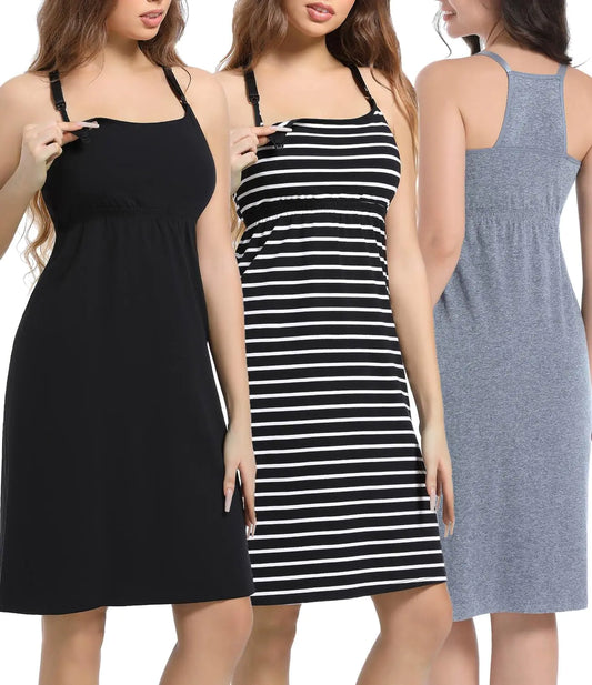 Maternity Nursing Tank Tops Cotton Breastfeeding Nightgown Maternity Sleepwear (X-Large)