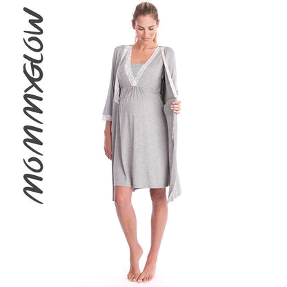 Lace Maternity Nursing and Hospital Pajamas Set