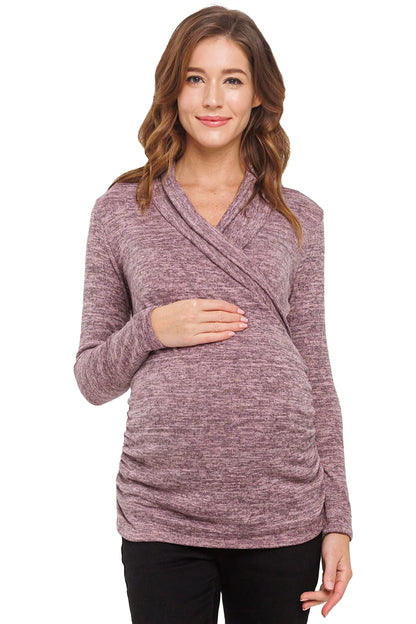 Womens Long Sleeve Maternity Sweater Top (Mauve X-Large)