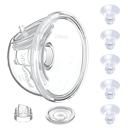 Full Set Milk Collector Cup Compatible with Only Momcozy S12 Pro/S9 Pro Wearable Breast PumpDuckbill Valve Updated with Free RotationExtra 5pcs Flange InsertsNOT for S9/S12Replacement Parts24mm