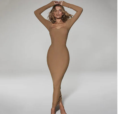 Maternity Dress with Belt and Round Neck for Nursing