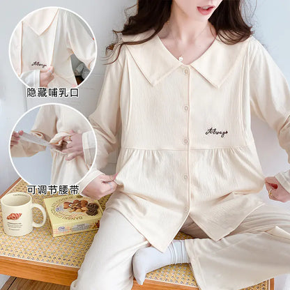 Maternity Cotton Pajamas Set for Nursing and Relaxation