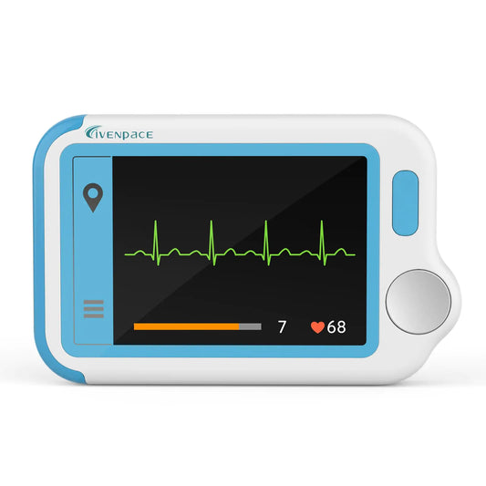 Livenpace Home Heart Health Monitor Portable Heart Rate Device with Electrode Pads Stand-Alone Machine Compatible with Smartphone and PC