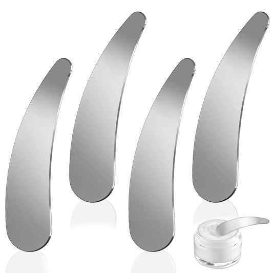 Molain 4Pcs Mini Metal Cosmetic Spatulas Skincare SpatulaMixing and Sampling Makeup Beauty Tools for Skin Care Creams Eye Cream Essences Beauty Accessories(4PCS)