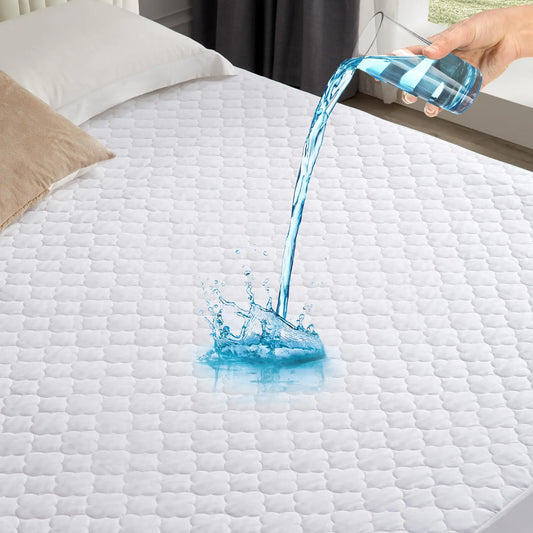Eiayeebil Twin Quilted Fitted Waterproof Mattress Protector Noiseless Mattress Cover with 6"-18" Deep Pocket Breathable and Soft Waterproof Mattress Pad Mattress Topper