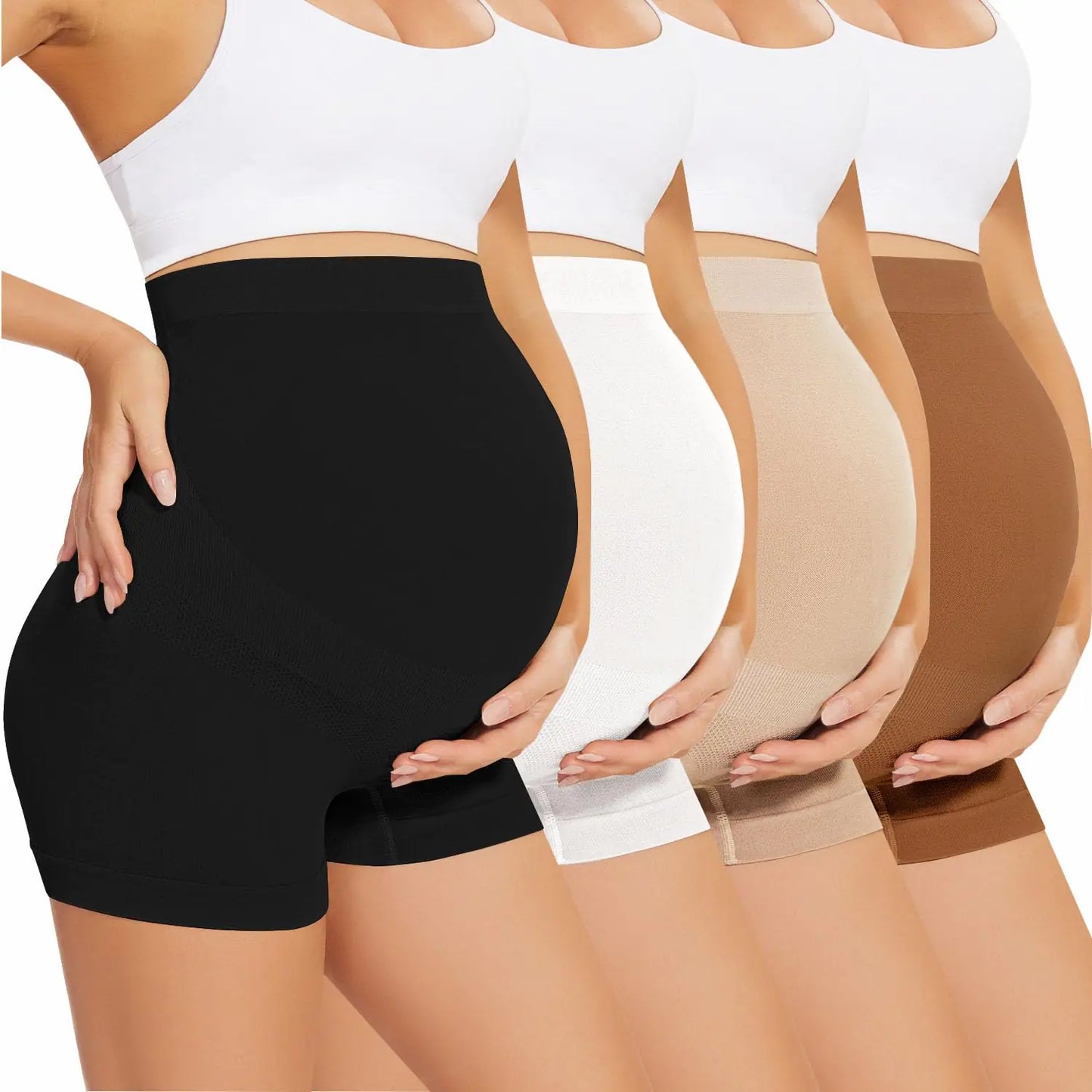 Womens Maternity Shapewear Over Bump Pregnancy High Waisted Seamless Boy Shorts Panties for Belly Support