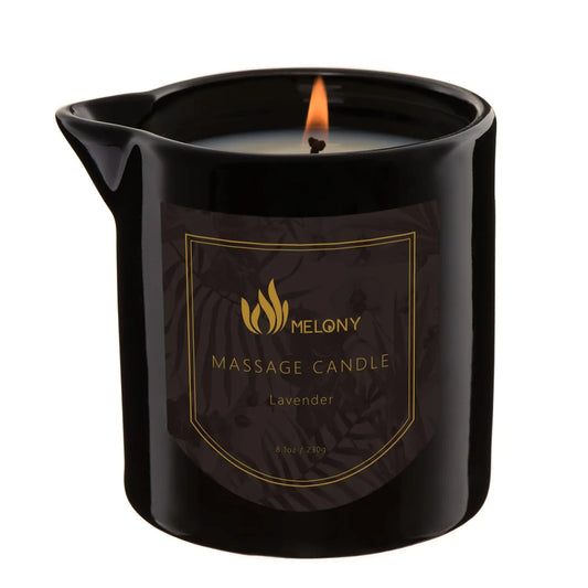MELONY Massage Oil Candle for Pure Relaxation- 8.1 oz- Moisturizing Essential Oil Body Massage Candle for Home Spa- Amazing Gift for Women & Men (Lavender)