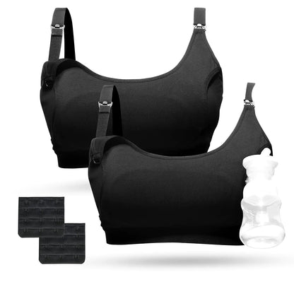 Pumping Bra Momcozy Hands Free Pumping Bras for Women 2 Pack Supportive Comfortable All Day Wear Pumping and Nursing Bra in One Holding Breast Pump for Spectra S2 Bellababy Medela etc(Medium)